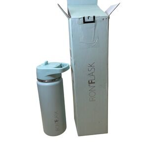 Iron Flask Water Bottle 18oz Aqua Blue Stainless Steel with Straw Lid New